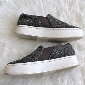 Vince brown tweed slip on platform sneakers shoes 8.5